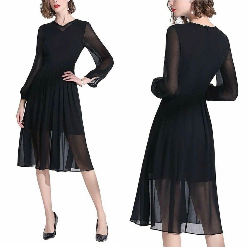 GYALWANA Elegant Long Sleeve Classy Dress Black 6